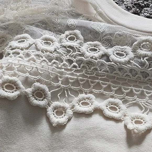 NWOT Cream Clothing Lace Sweatshirt - Picture 3 of 5